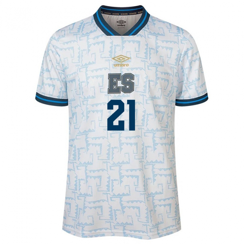 Hombre Camiseta El Salvador Bryan Tamacas #21 Blanco 2ª Equipación 24-26 La Camisa Argentina