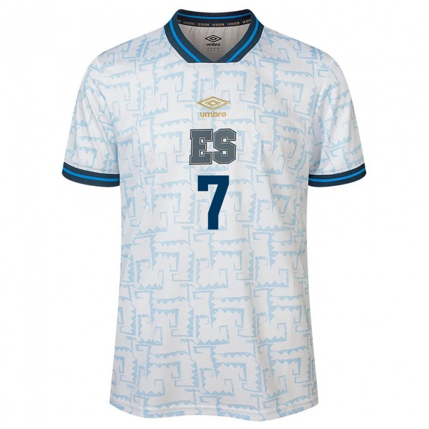 Hombre Camiseta El Salvador Danielle Fuentes #7 Blanco 2ª Equipación 24-26 La Camisa Argentina