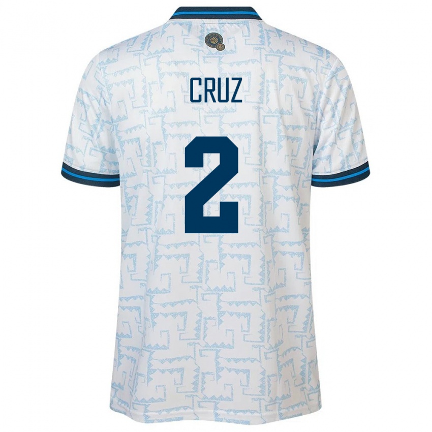 Hombre Camiseta El Salvador Melvin Cruz #2 Blanco 2ª Equipación 24-26 La Camisa Argentina