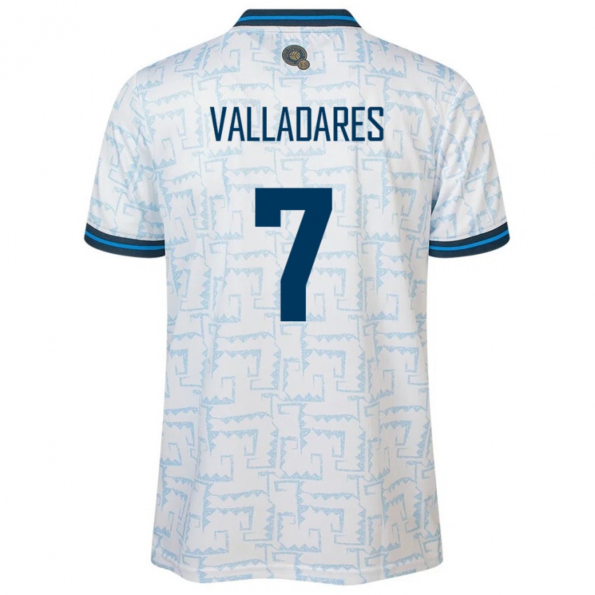 Hombre Camiseta El Salvador Jefferson Valladares #7 Blanco 2ª Equipación 24-26 La Camisa Argentina