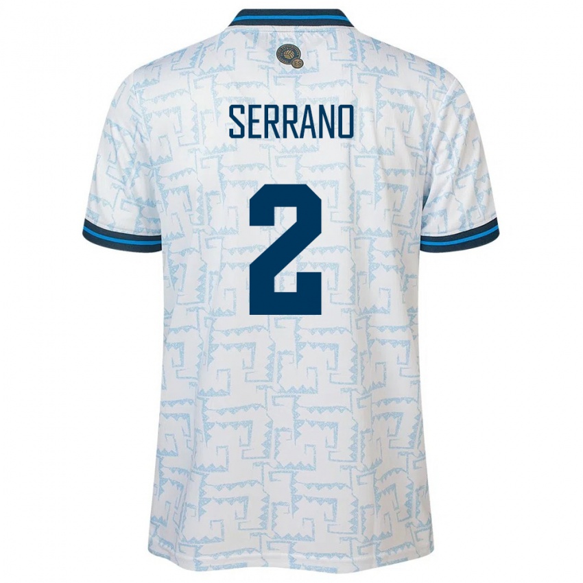 Hombre Camiseta El Salvador Alejandro Serrano #2 Blanco 2ª Equipación 24-26 La Camisa Argentina