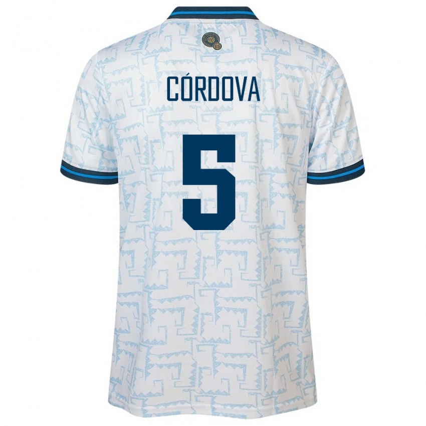 Hombre Camiseta El Salvador Edwin Córdova #5 Blanco 2ª Equipación 24-26 La Camisa Argentina