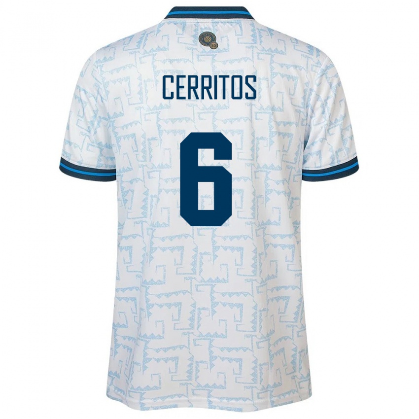 Hombre Camiseta El Salvador Mauricio Cerritos #6 Blanco 2ª Equipación 24-26 La Camisa Argentina