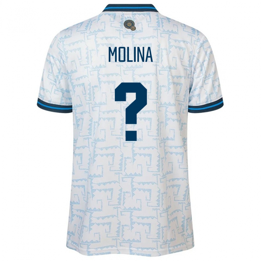 Hombre Camiseta El Salvador William Molina #0 Blanco 2ª Equipación 24-26 La Camisa Argentina