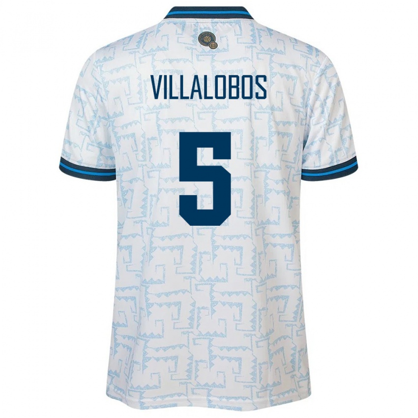 Hombre Camiseta El Salvador Kristian Villalobos #5 Blanco 2ª Equipación 24-26 La Camisa Argentina