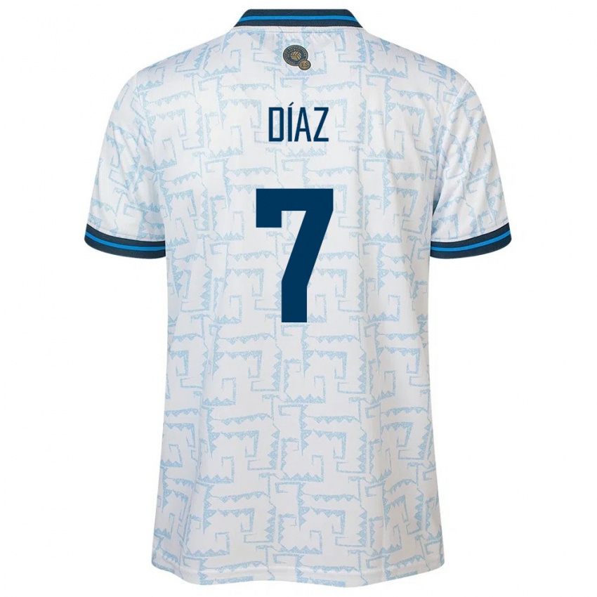 Hombre Camiseta El Salvador Nelson Díaz #7 Blanco 2ª Equipación 24-26 La Camisa Argentina