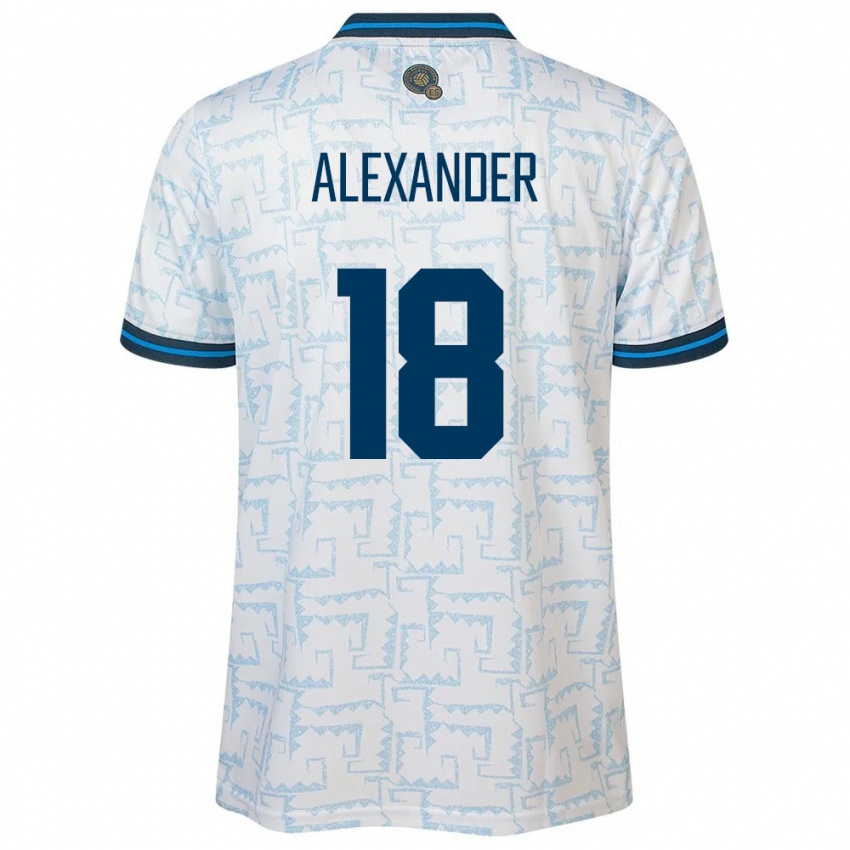 Hombre Camiseta El Salvador Alexander Aguilar #18 Blanco 2ª Equipación 24-26 La Camisa Argentina