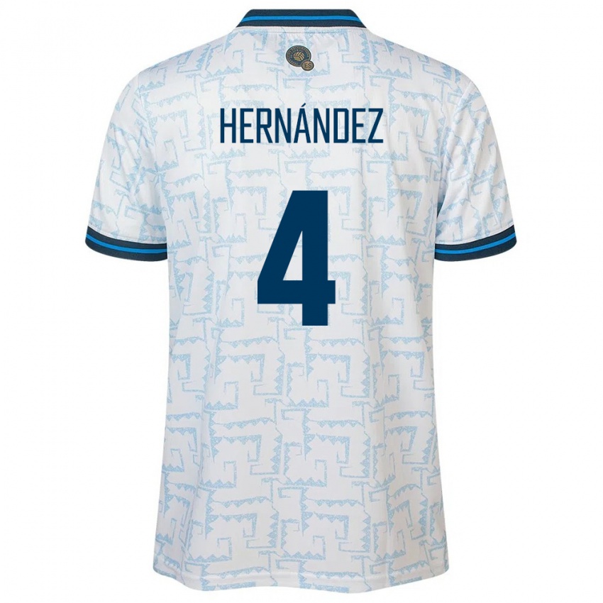 Hombre Camiseta El Salvador Elaily Hernández #4 Blanco 2ª Equipación 24-26 La Camisa Argentina