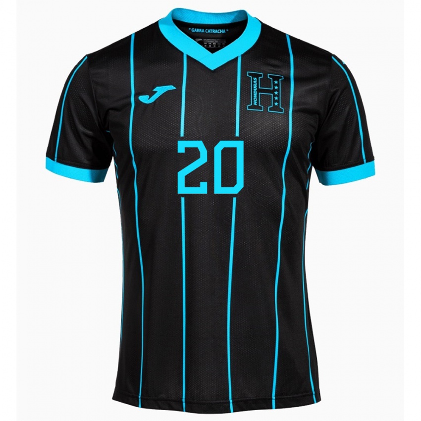 Hombre Camiseta Honduras Wesly Decas #20 Negro 2ª Equipación 24-26 La Camisa Argentina