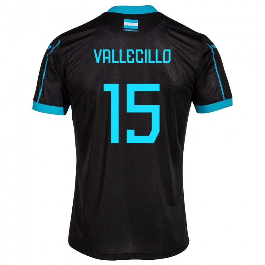 Hombre Camiseta Honduras Eric Vallecillo #15 Negro 2ª Equipación 24-26 La Camisa Argentina