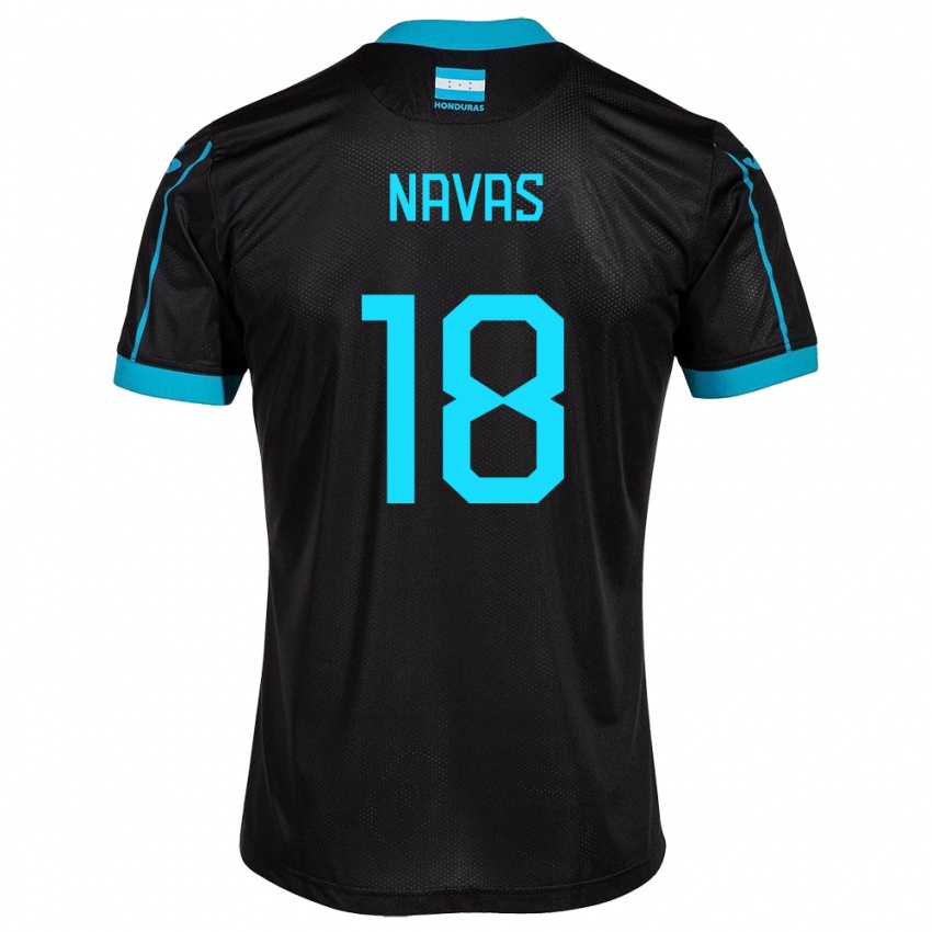 Hombre Camiseta Honduras Johan Navas #18 Negro 2ª Equipación 24-26 La Camisa Argentina