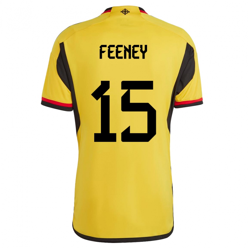 Hombre Camiseta Irlanda Del Norte George Feeney #15 Blanco 2ª Equipación 24-26 La Camisa Argentina