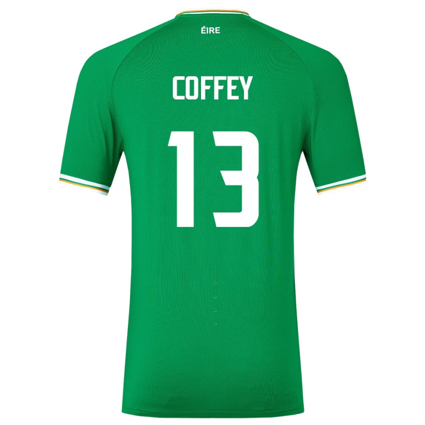 Mujer Camiseta Irlanda Fiachra Coffey #13 Verde 1ª Equipación 24-26 La Camisa Argentina