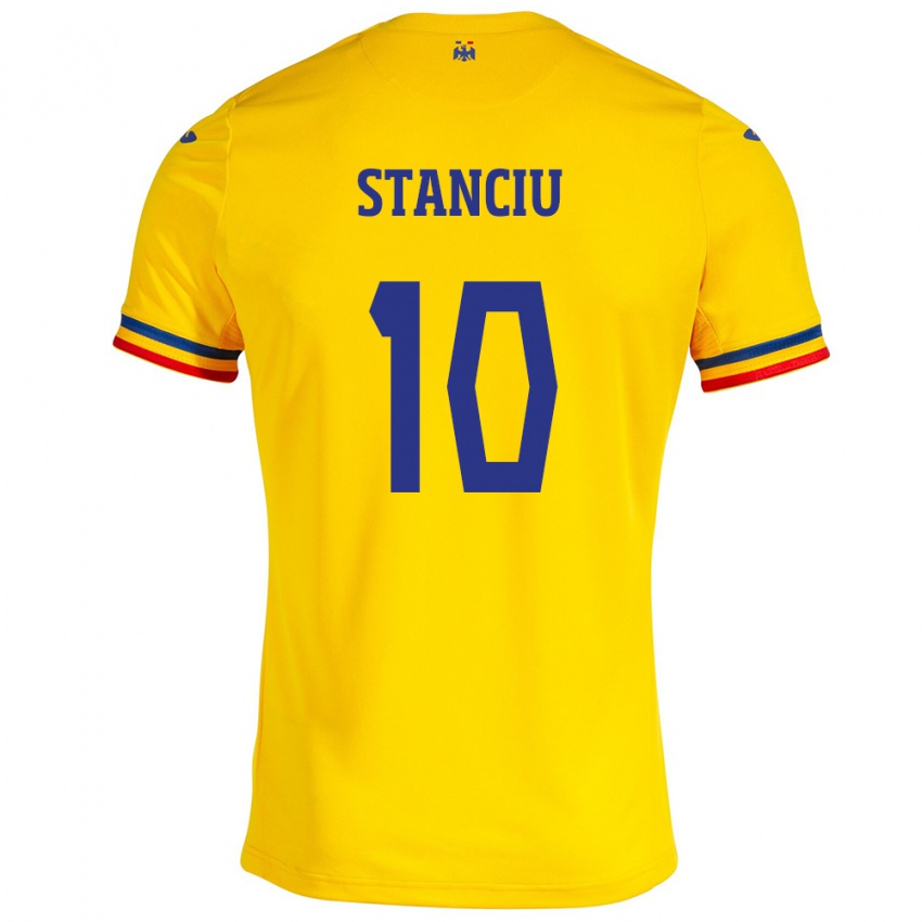 Mujer Camiseta Rumania Nicolae Stanciu #10 Amarillo 1ª Equipación 24-26 La Camisa Argentina