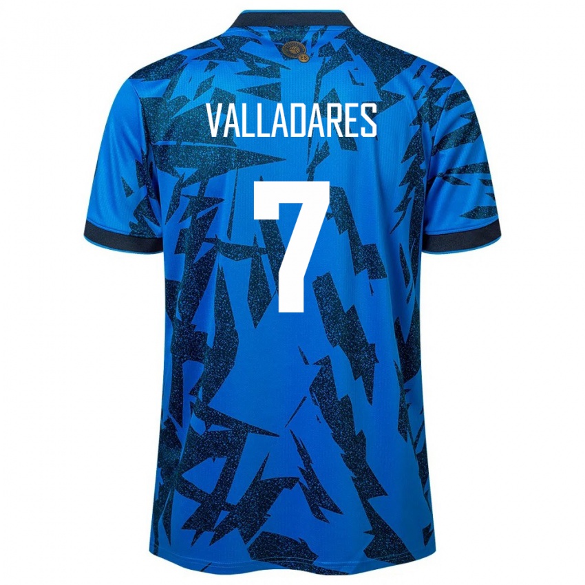 Mujer Camiseta El Salvador Jefferson Valladares #7 Azul 1ª Equipación 24-26 La Camisa Argentina