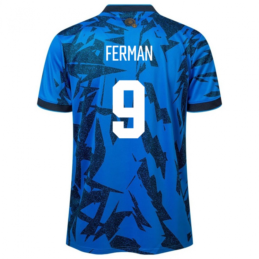 Mujer Camiseta El Salvador Javier Ferman #9 Azul 1ª Equipación 24-26 La Camisa Argentina