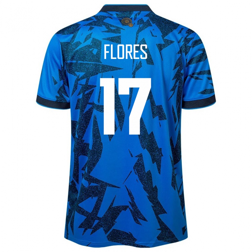 Mujer Camiseta El Salvador Diego Flores #17 Azul 1ª Equipación 24-26 La Camisa Argentina