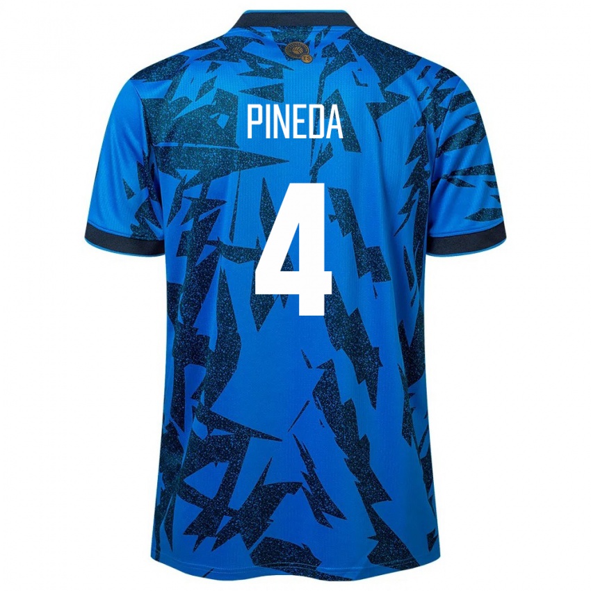 Mujer Camiseta El Salvador Wálter Pineda #4 Azul 1ª Equipación 24-26 La Camisa Argentina