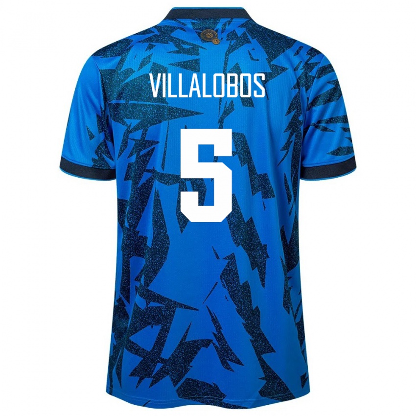Mujer Camiseta El Salvador Kristian Villalobos #5 Azul 1ª Equipación 24-26 La Camisa Argentina