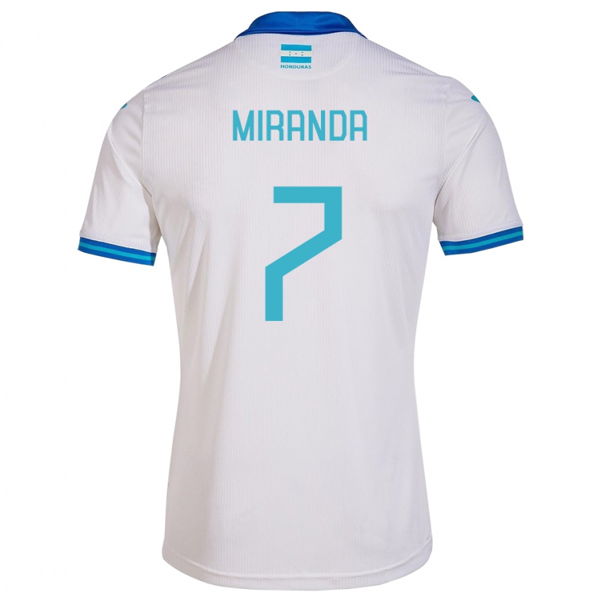 Mujer Camiseta Honduras Jeffry Miranda #7 Blanco 1ª Equipación 24-26 La Camisa Argentina