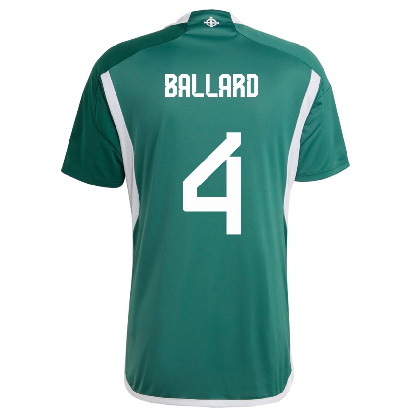 Mujer Camiseta Irlanda Del Norte Daniel Ballard #4 Verde 1ª Equipación 24-26 La Camisa Argentina