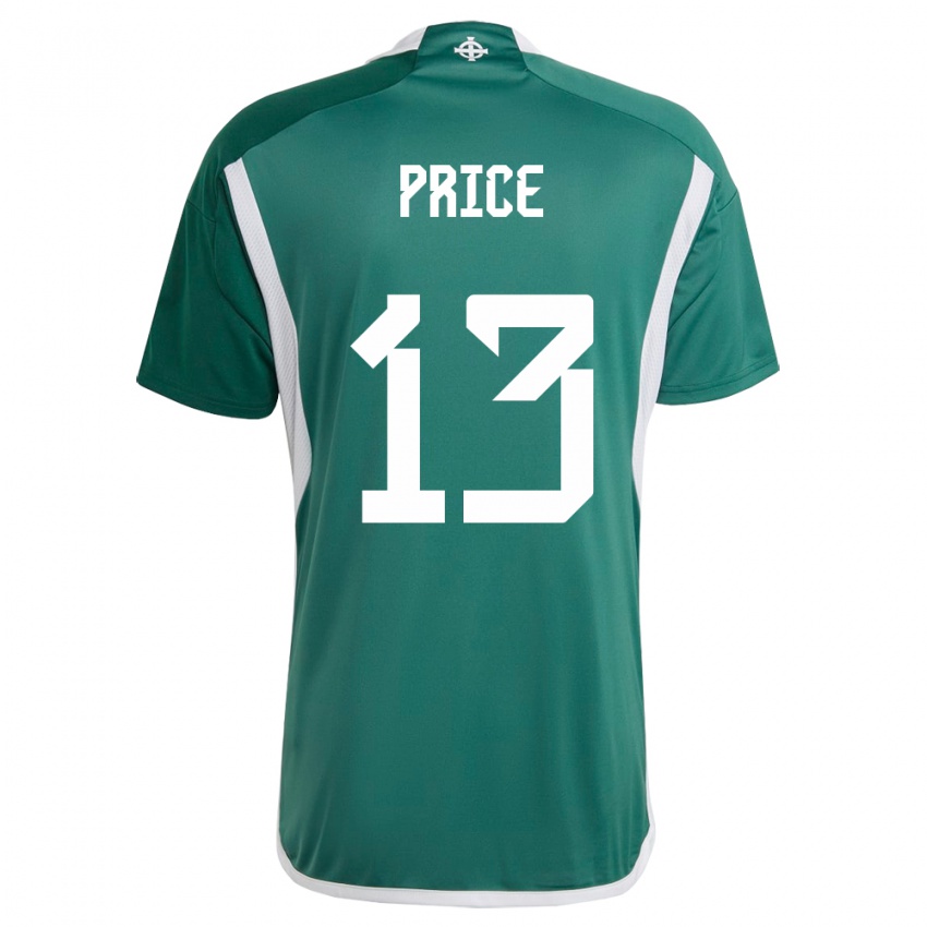 Mujer Camiseta Irlanda Del Norte Isaac Price #13 Verde 1ª Equipación 24-26 La Camisa Argentina