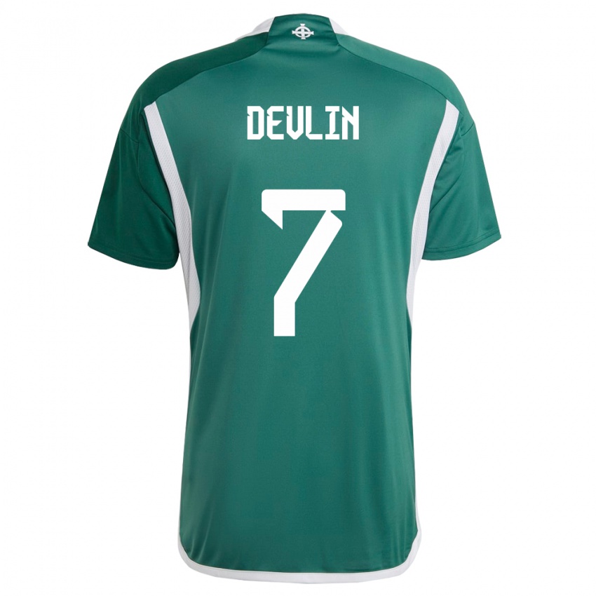Mujer Camiseta Irlanda Del Norte Terry Devlin #7 Verde 1ª Equipación 24-26 La Camisa Argentina