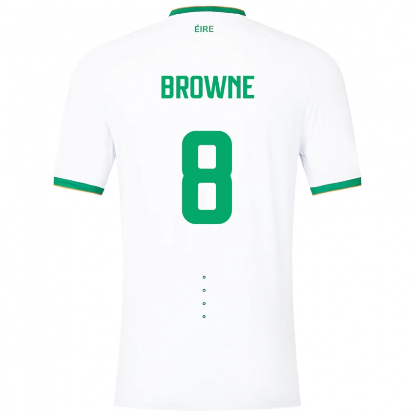 Mujer Camiseta Irlanda Alan Browne #8 Blanco 2ª Equipación 24-26 La Camisa Argentina