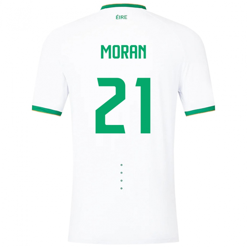 Mujer Camiseta Irlanda Andy Moran #21 Blanco 2ª Equipación 24-26 La Camisa Argentina