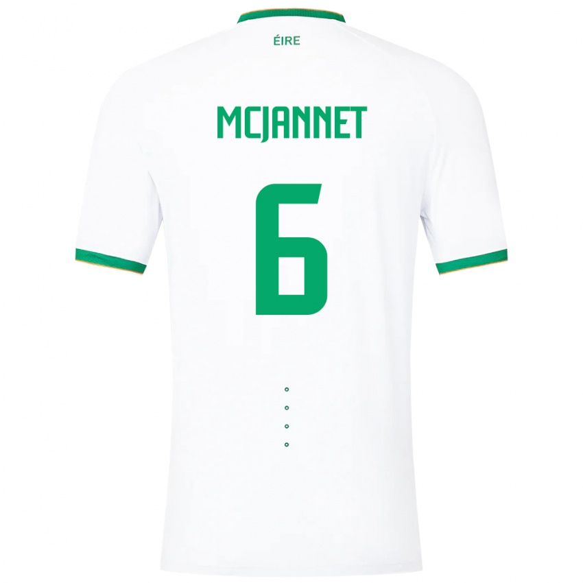 Mujer Camiseta Irlanda Ed Mcjannet #6 Blanco 2ª Equipación 24-26 La Camisa Argentina