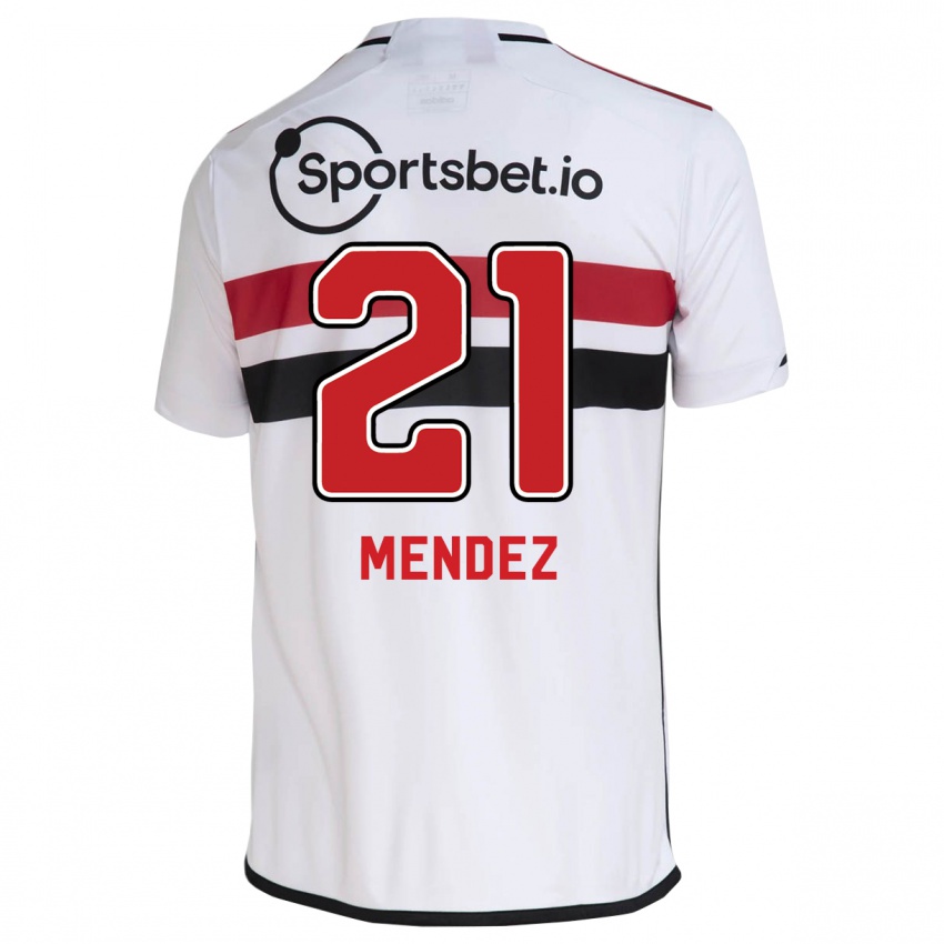 Niño Camiseta Jhegson Méndez #21 Blanco 1ª Equipación 2023/24 La Camisa Argentina