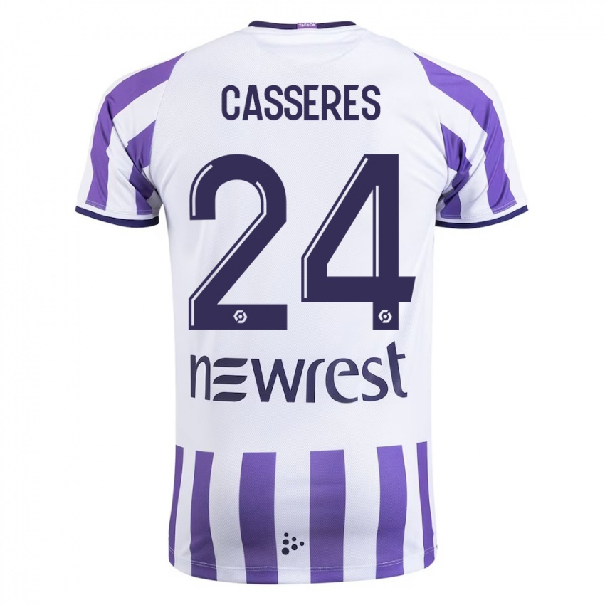 Niño Camiseta Cristian Cásseres Jr. #24 Blanco 1ª Equipación 2023/24 La Camisa Argentina