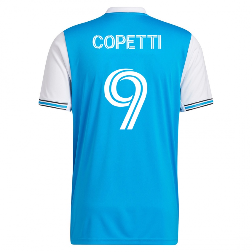 Niño Camiseta Enzo Copetti #9 Azul 1ª Equipación 2023/24 La Camisa Argentina