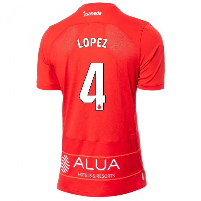 Niño Camiseta David López #4 Rojo 1ª Equipación 2023/24 La Camisa Argentina