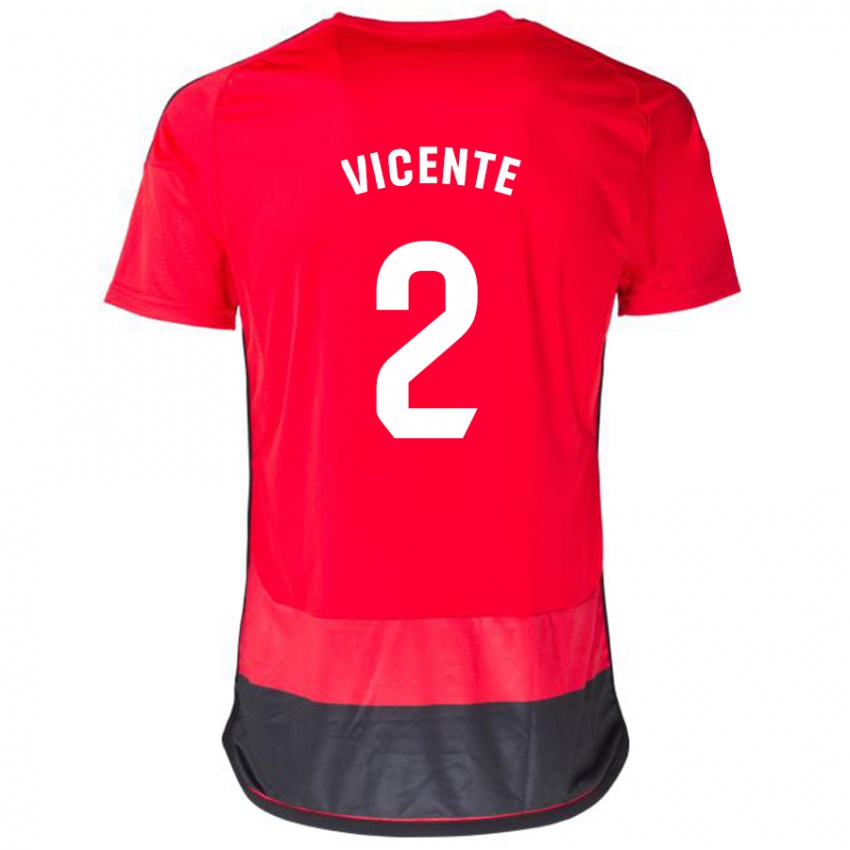 Niño Camiseta David Vicente #2 Negro Rojo 1ª Equipación 2023/24 La Camisa Argentina