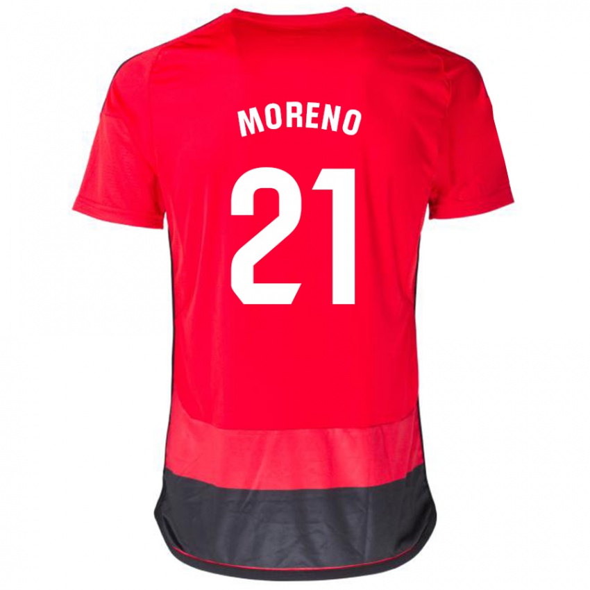 Niño Camiseta Diego Moreno #21 Negro Rojo 1ª Equipación 2023/24 La Camisa Argentina