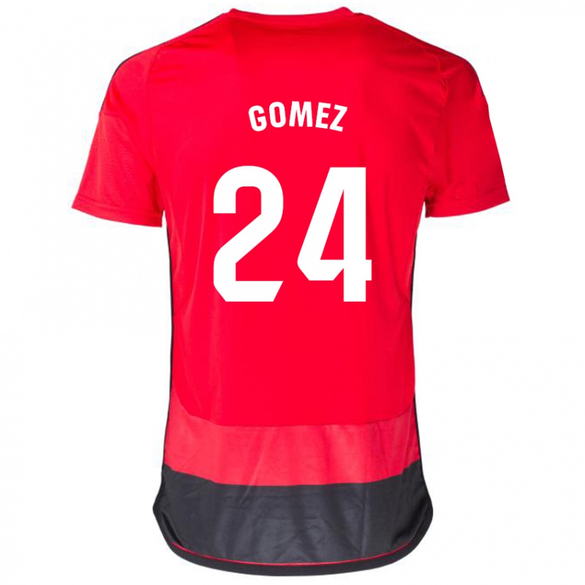 Niño Camiseta Jonathan Gómez #24 Negro Rojo 1ª Equipación 2023/24 La Camisa Argentina