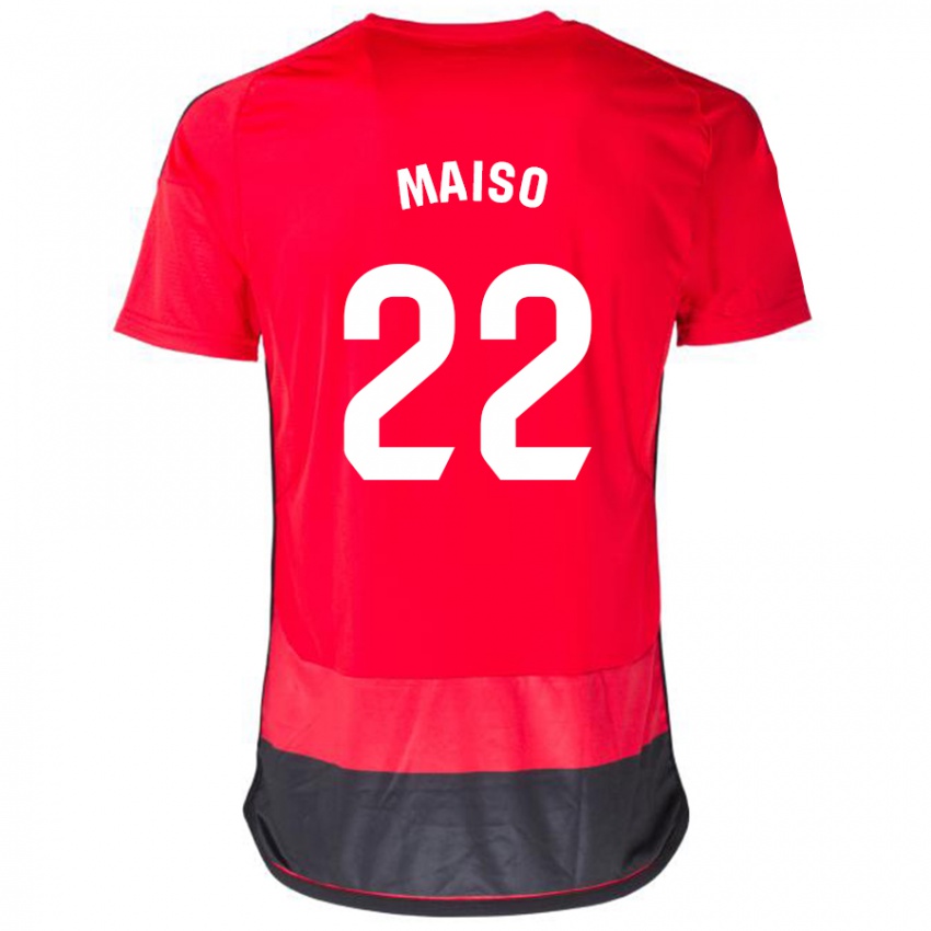 Niño Camiseta Álvaro Maiso #22 Negro Rojo 1ª Equipación 2023/24 La Camisa Argentina