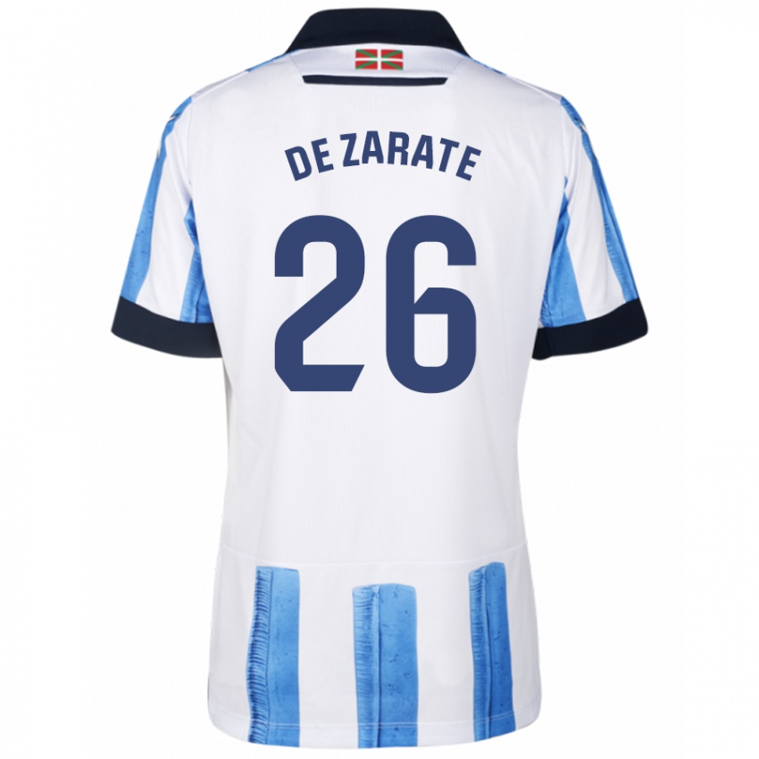 Niño Camiseta Urko González De Zarate #26 Azul Blanco 1ª Equipación 2023/24 La Camisa Argentina