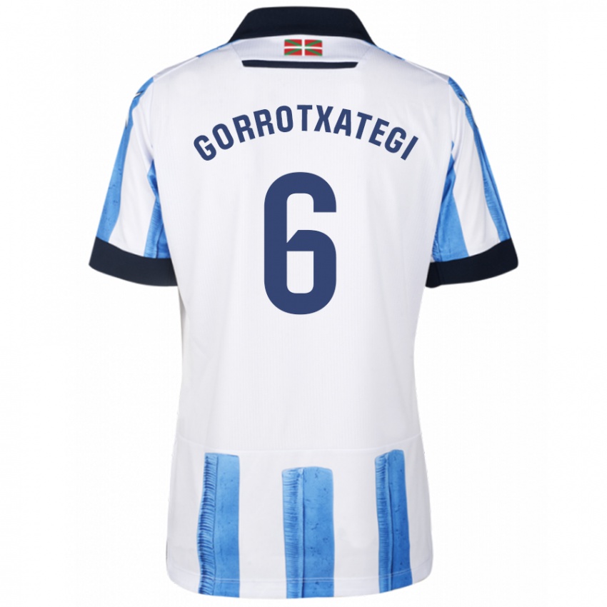 Niño Camiseta Jon Gorrotxategi #6 Azul Blanco 1ª Equipación 2023/24 La Camisa Argentina