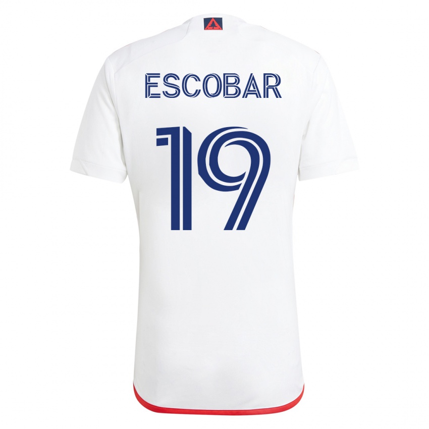 Niño Camiseta Olger Escobar #19 Blanco Rojo 2ª Equipación 2023/24 La Camisa Argentina