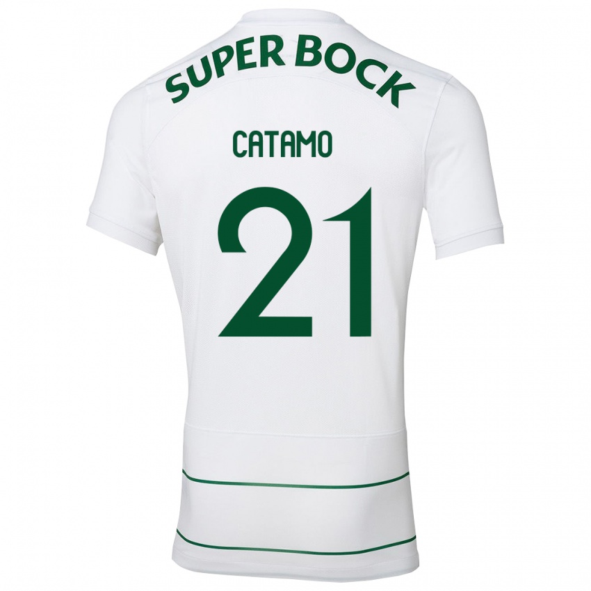 Niño Camiseta Geny Catamo #21 Blanco 2ª Equipación 2023/24 La Camisa Argentina