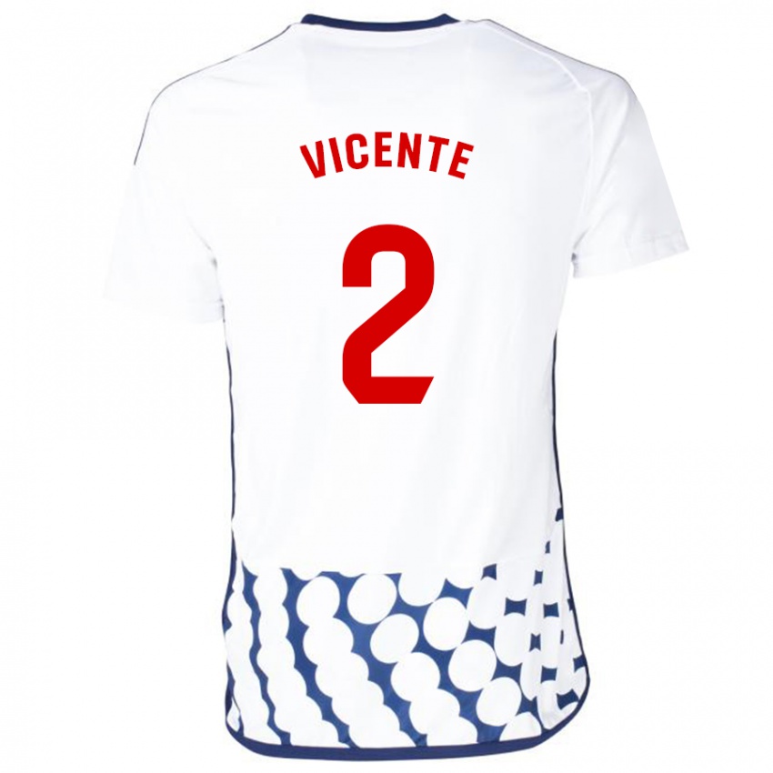 Niño Camiseta David Vicente #2 Blanco 2ª Equipación 2023/24 La Camisa Argentina