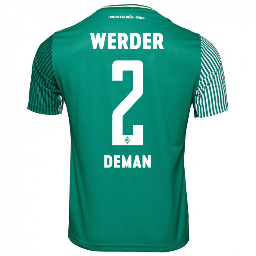 Hombre Camiseta Olivier Deman #2 Verde 1ª Equipación 2023/24 La Camisa Argentina