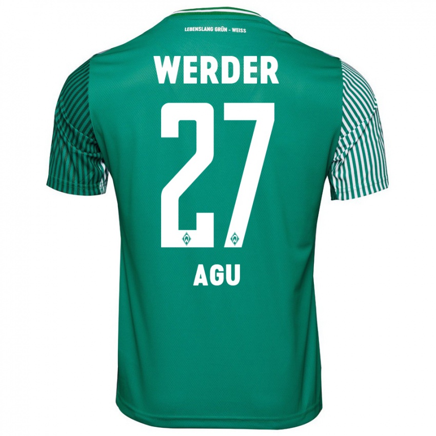 Hombre Camiseta Felix Agu #27 Verde 1ª Equipación 2023/24 La Camisa Argentina