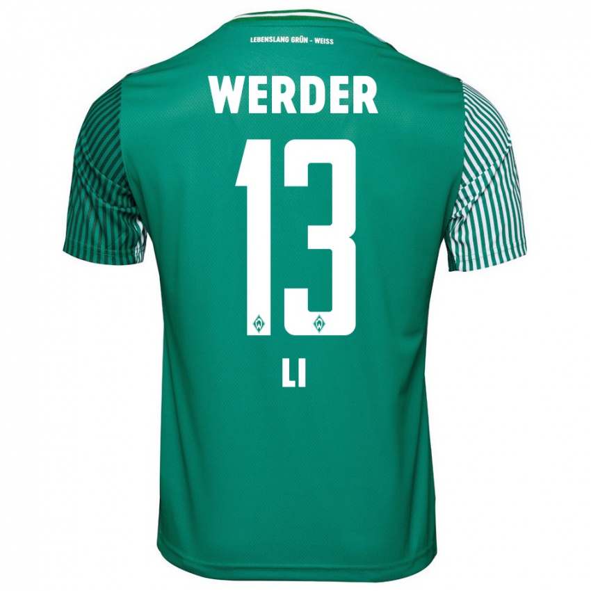 Hombre Camiseta Xiancheng Li #13 Verde 1ª Equipación 2023/24 La Camisa Argentina