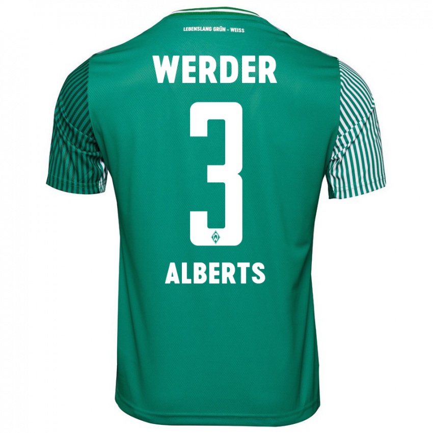 Hombre Camiseta Christopher Alberts #3 Verde 1ª Equipación 2023/24 La Camisa Argentina