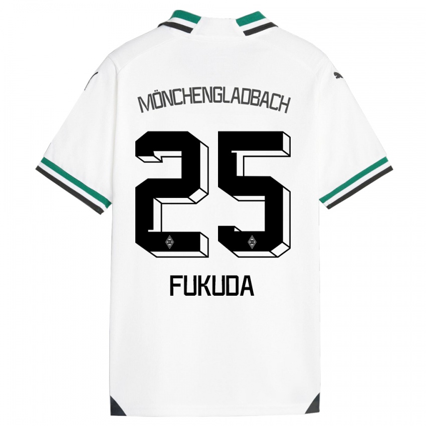 Hombre Camiseta Shio Fukuda #25 Blanco Verde 1ª Equipación 2023/24 La Camisa Argentina