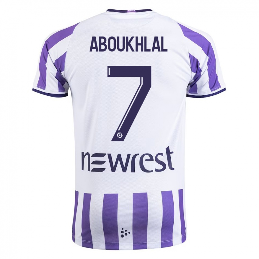 Hombre Camiseta Zakaria Aboukhlal #7 Blanco 1ª Equipación 2023/24 La Camisa Argentina