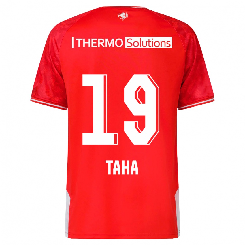Hombre Camiseta Younes Taha #19 Rojo 1ª Equipación 2023/24 La Camisa Argentina